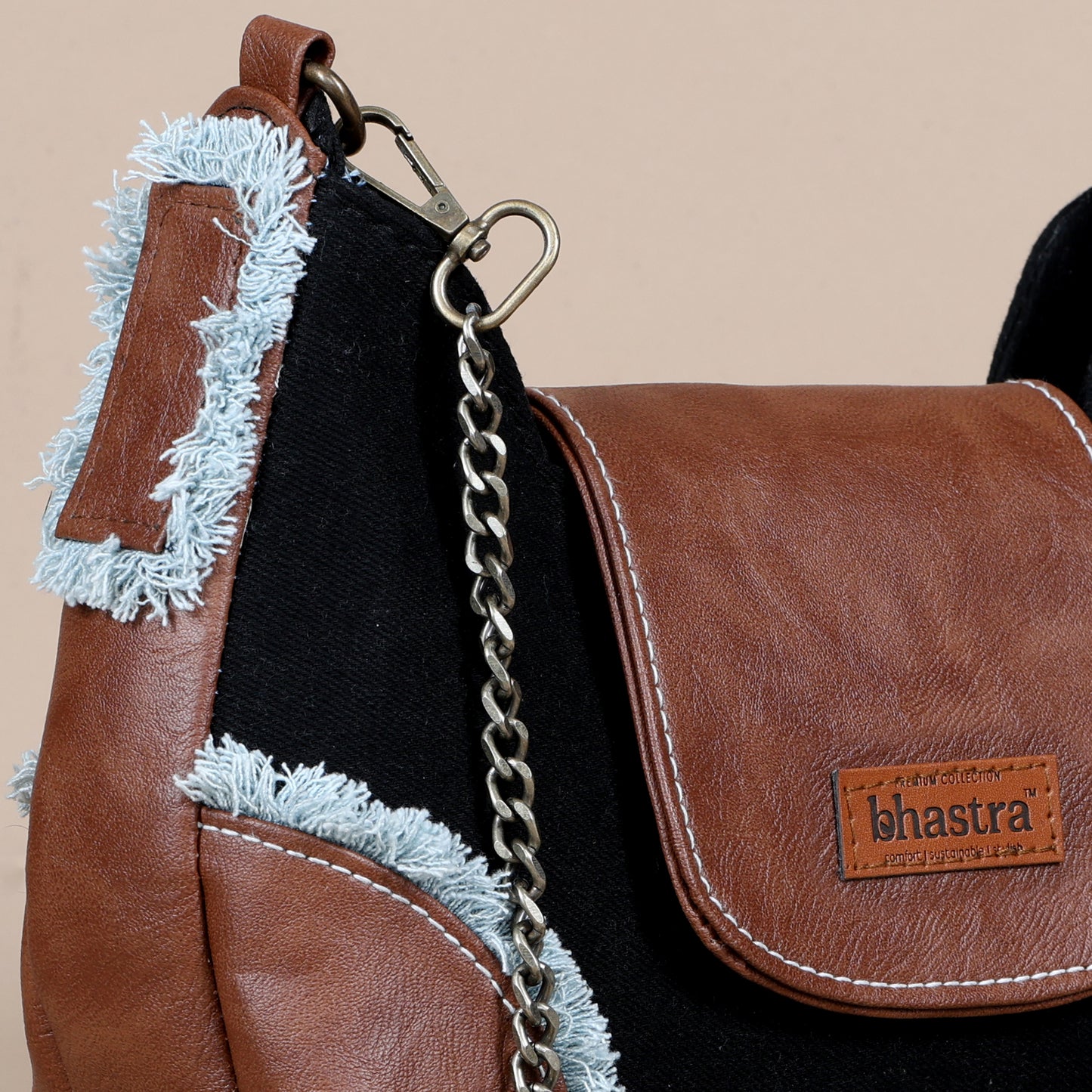 Foxy Fringe sling-Black Denim