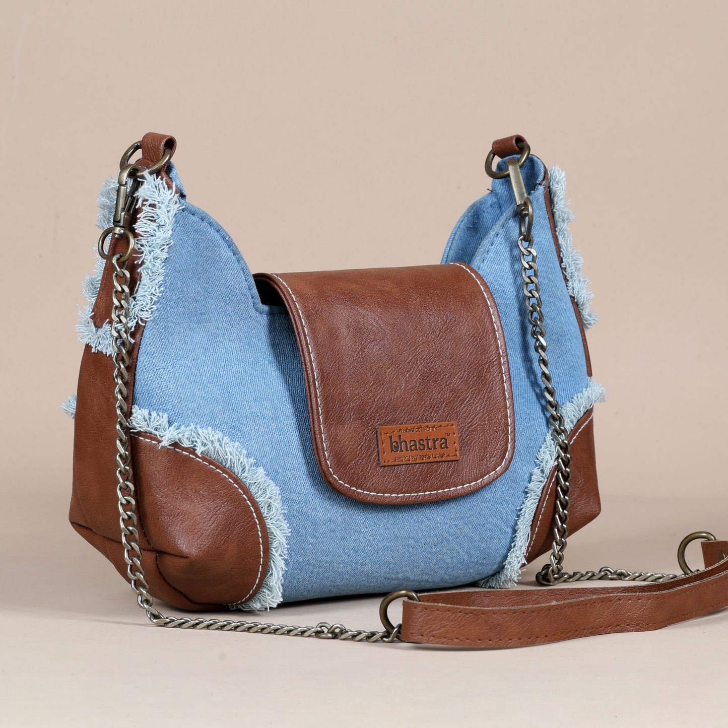 Foxy Fringe sling-Classic Denim