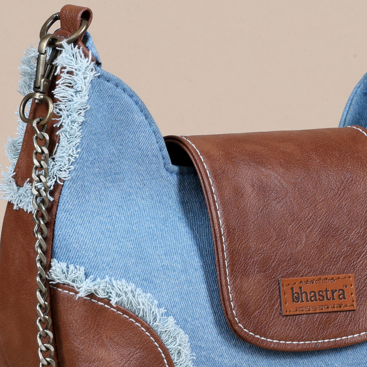 Foxy Fringe sling-Classic Denim