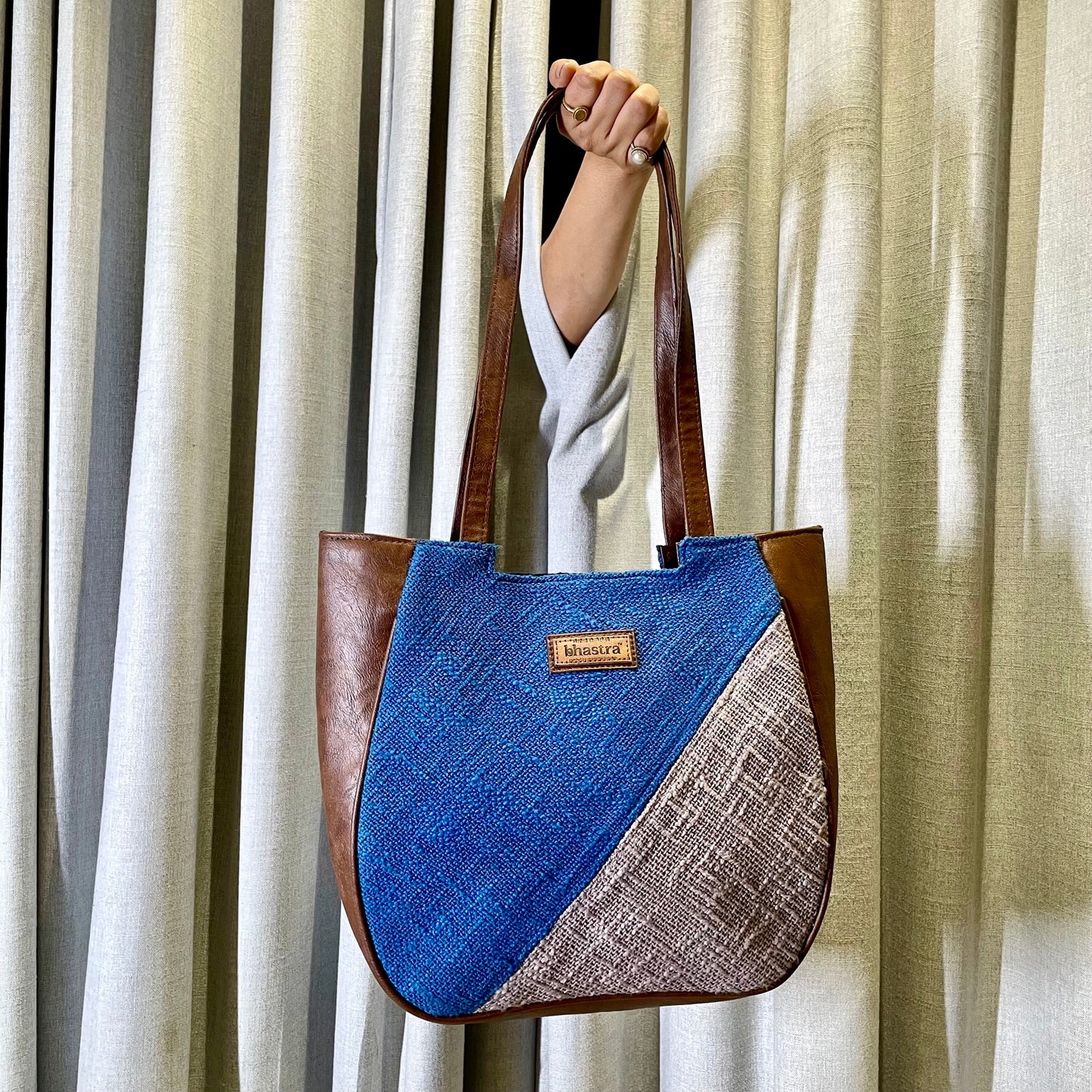 Indigo Geometry Mania Tote with Initial Customization