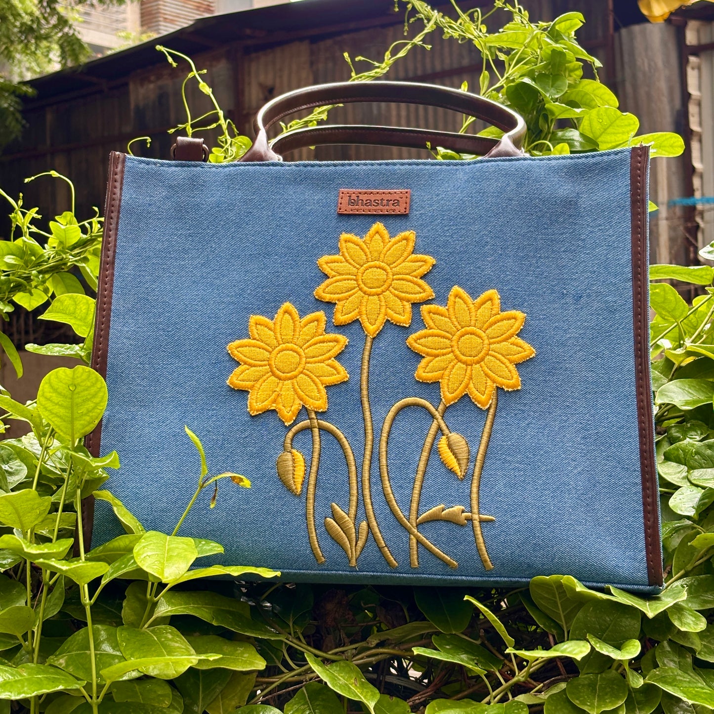 Sunflower- Yellow Tote bag -Name Customization(Customized bags can be ordered Prepaid only)