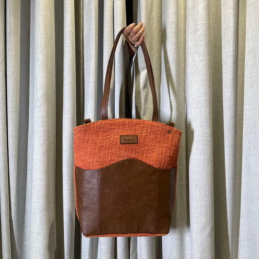 Rust Messenger Tote Bag with Initial Customization