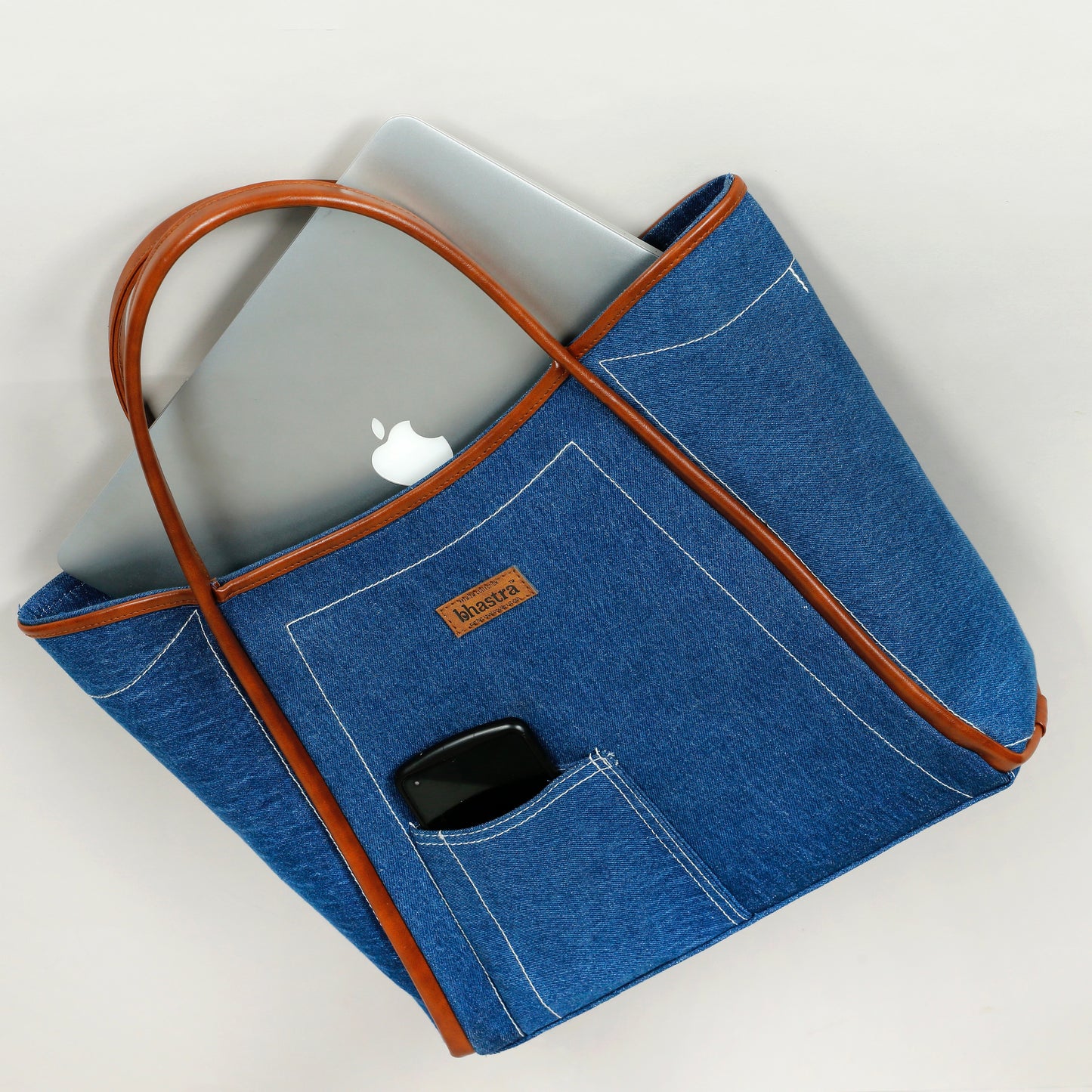 Deep Denim Tube -Denim Trail Tote bag