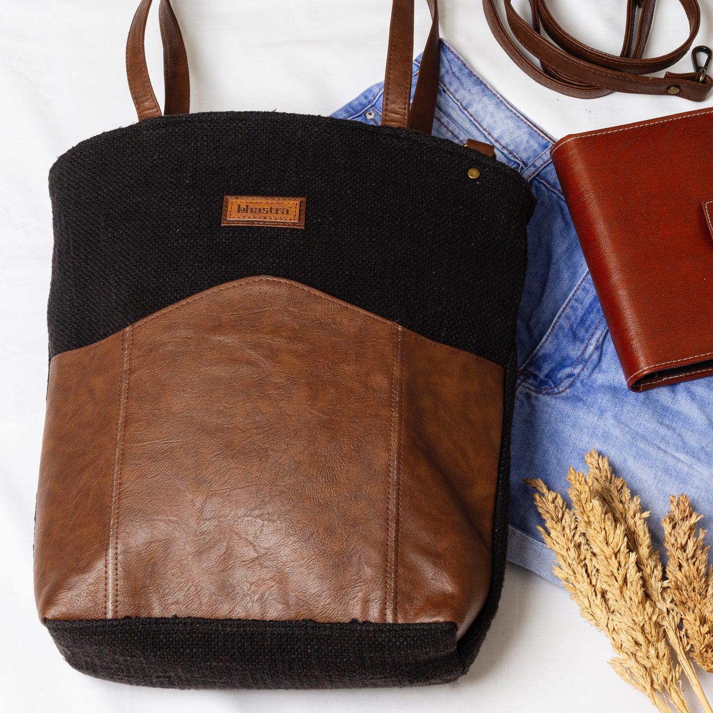 Black Messenger Tote Bag