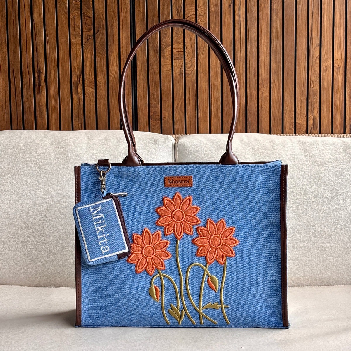 Sunflower- Orange Tote bag-Name Customization(Customized bags can be ordered Prepaid only)