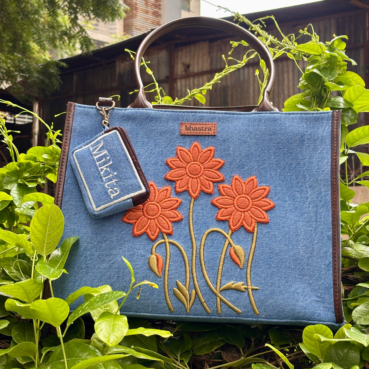 Sunflower- Orange Tote bag-Name Customization(Customized bags can be ordered Prepaid only)