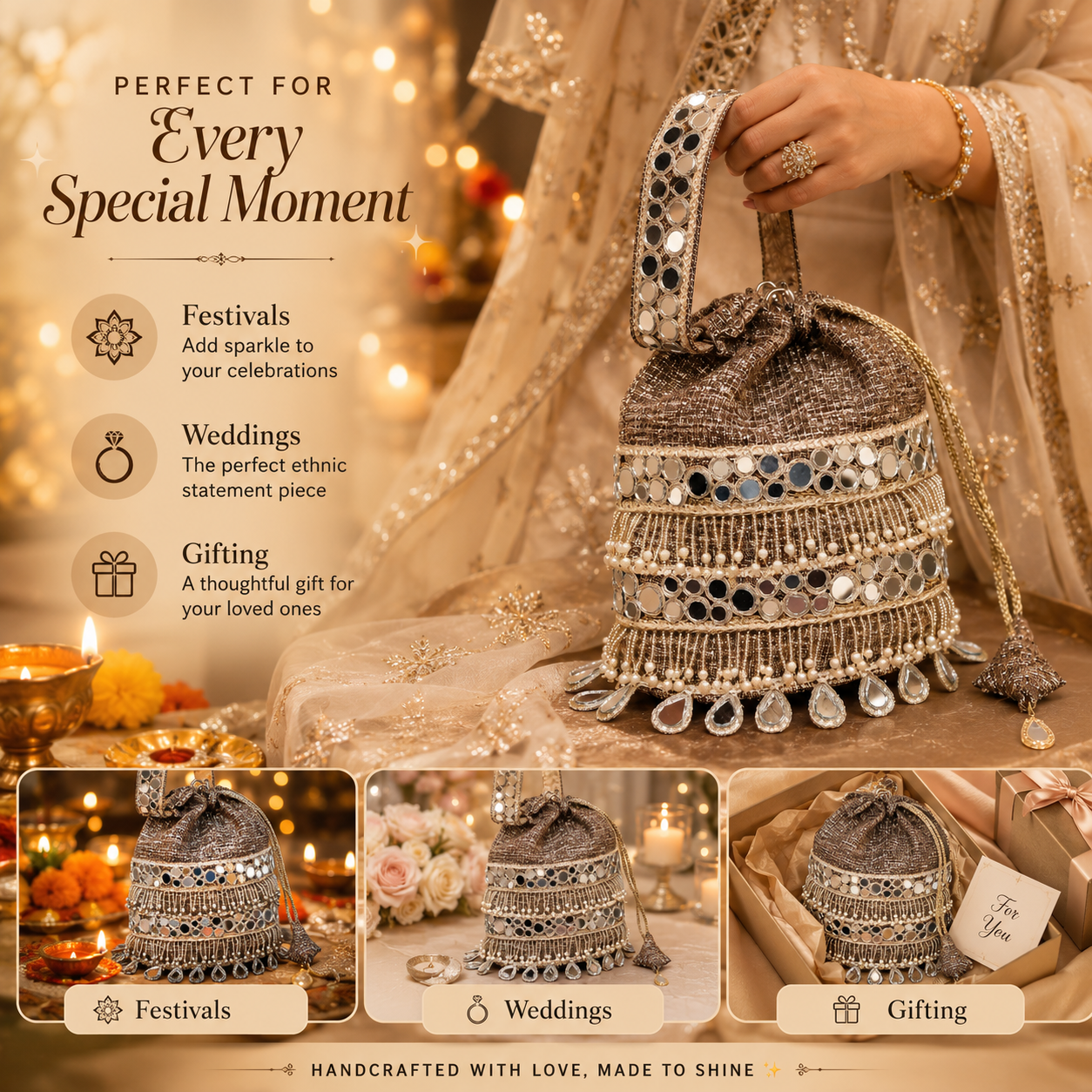 Golden Potli Bag