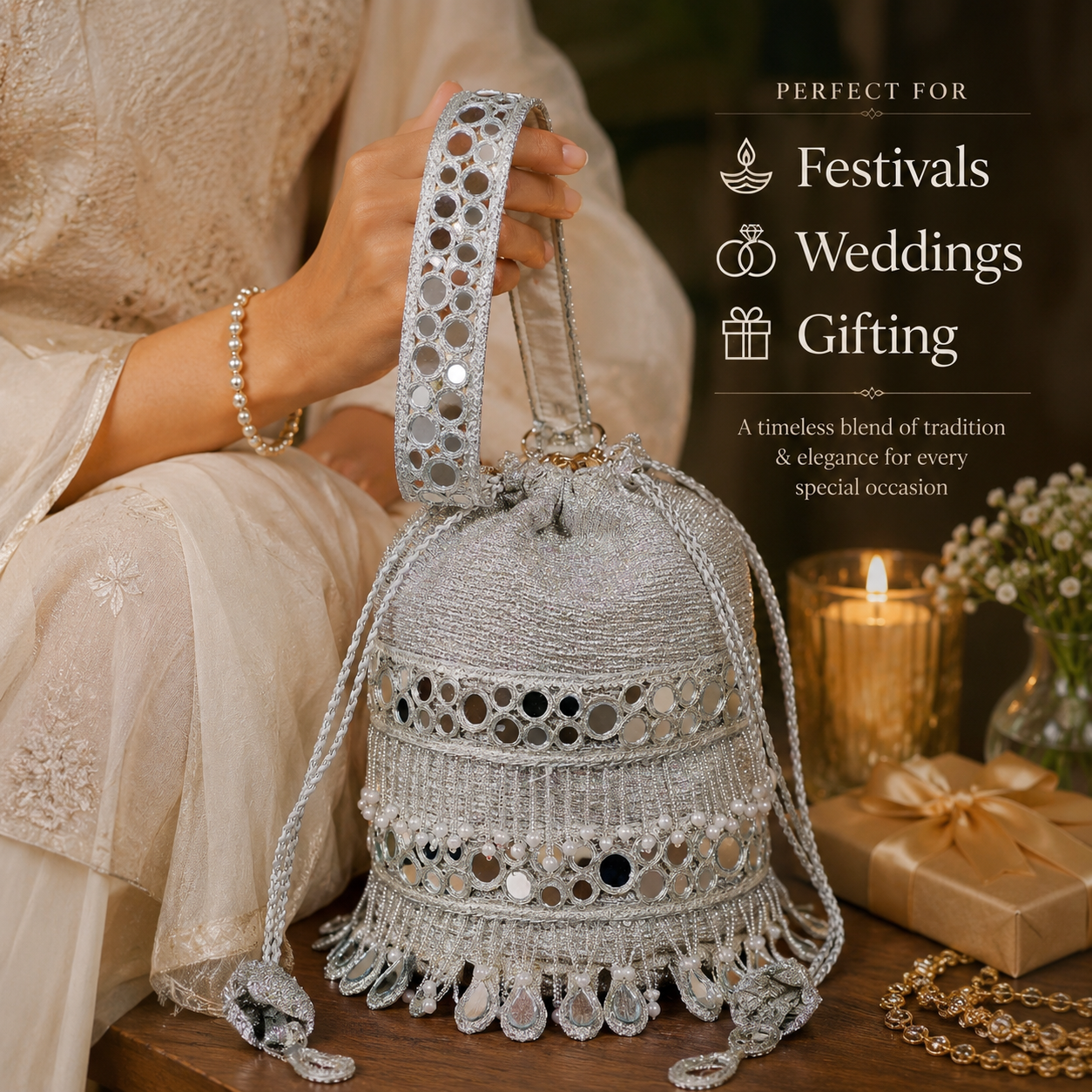 Silver Potli Bag
