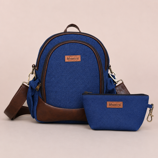 Tripling Backpack-Blue (including vanity pouch )