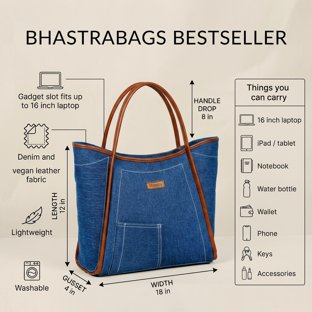 Deep Denim Tube -Denim Trail Tote bag
