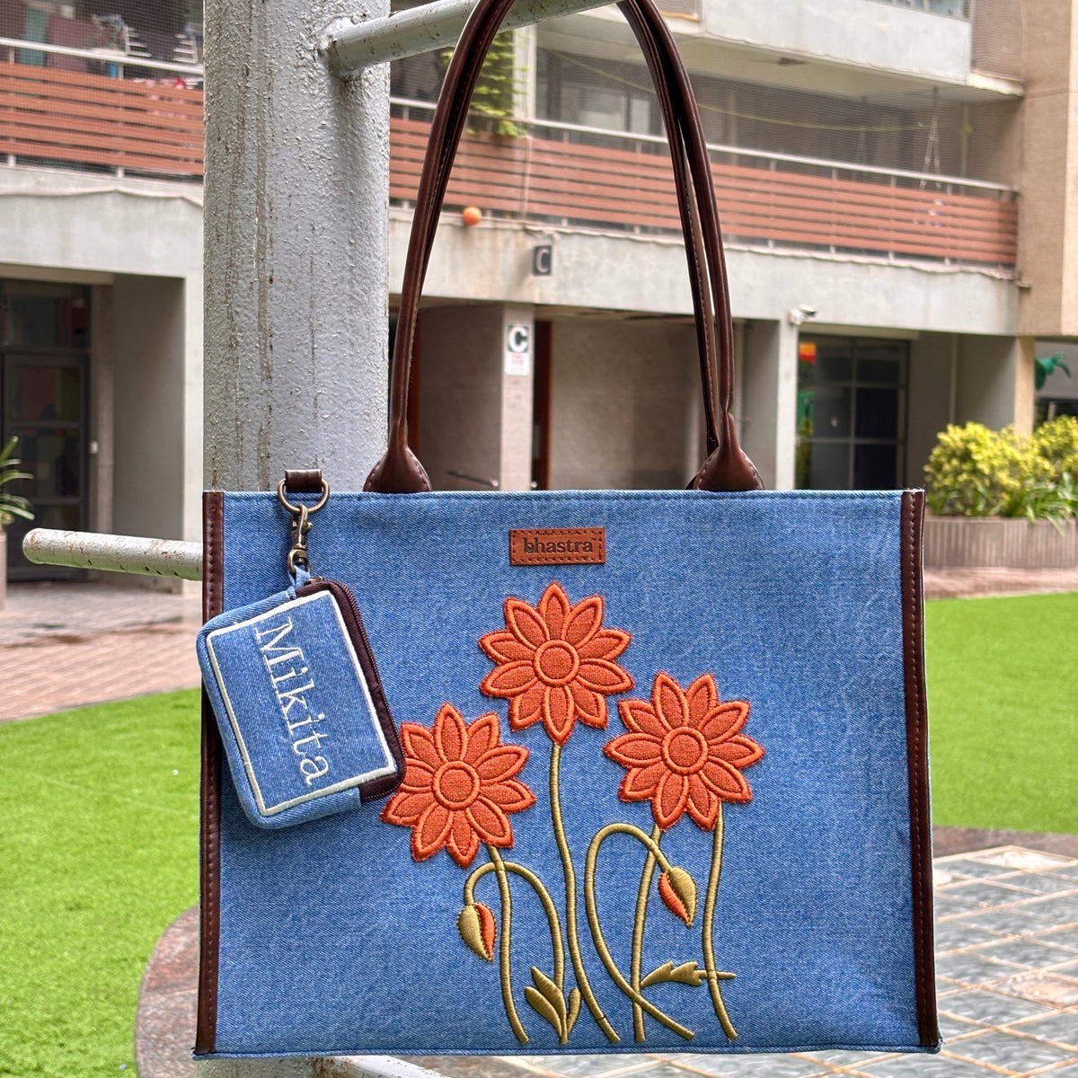Sunflower- Orange Tote bag-Name Customization(Customized bags can be ordered Prepaid only)