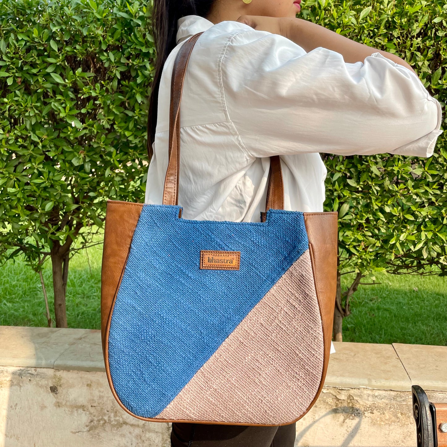 Indigo Geometry Mania Tote with Initial Customization