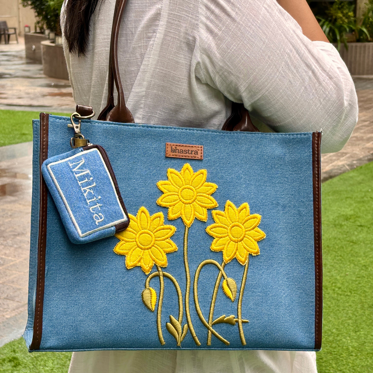 Sunflower- Yellow Tote bag -Name Customization(Customized bags can be ordered Prepaid only)