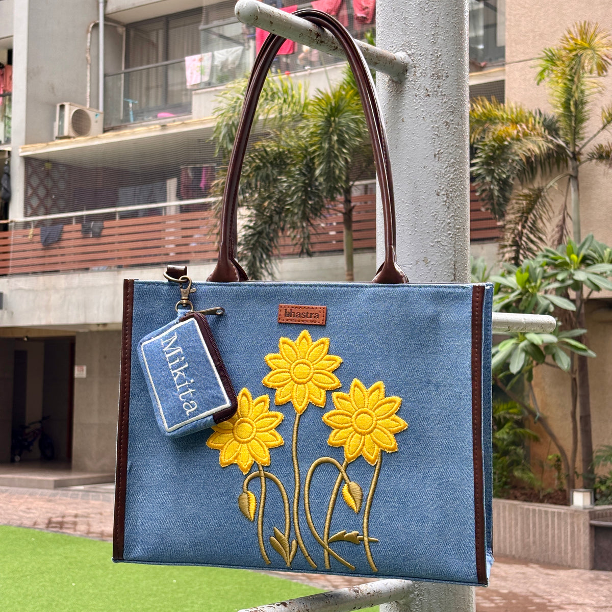 Sunflower- Yellow Tote bag -Name Customization(Customized bags can be ordered Prepaid only)