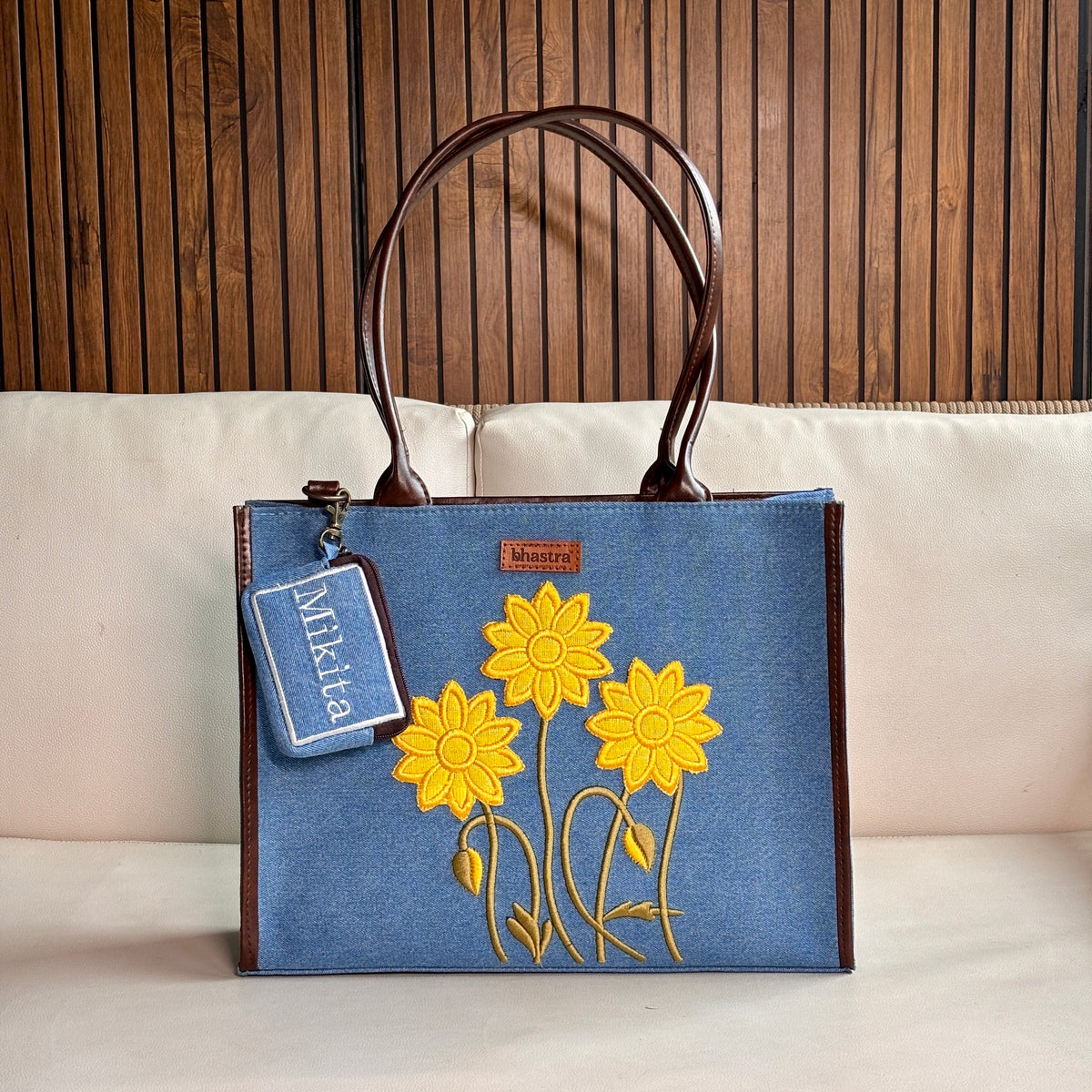 Sunflower- Yellow Tote bag -Name Customization(Customized bags can be ordered Prepaid only)