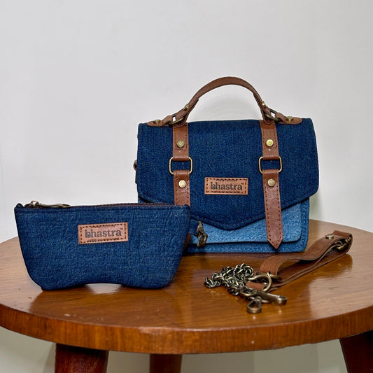 Deep Denim Trail Sling Bag( With Glass Case)