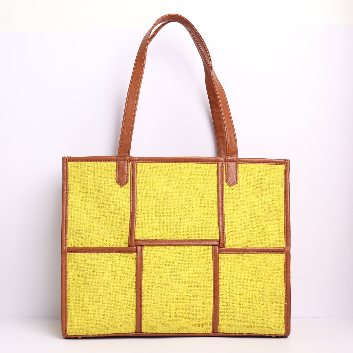 Yellow Ivy Tote(Medium)Combo-includes tote,vanity pouch and glass case