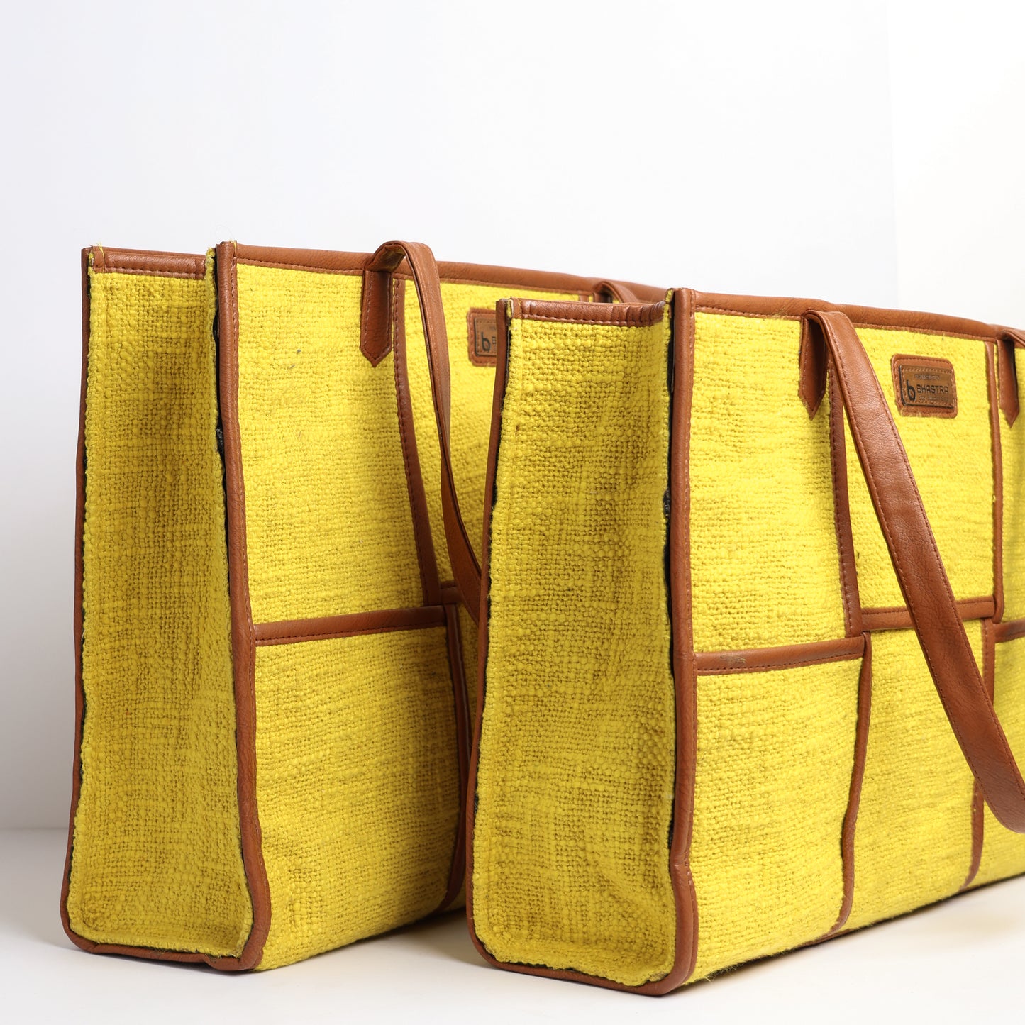 Yellow Ivy Tote(Large)Combo-includes tote,vanity pouch and glass case