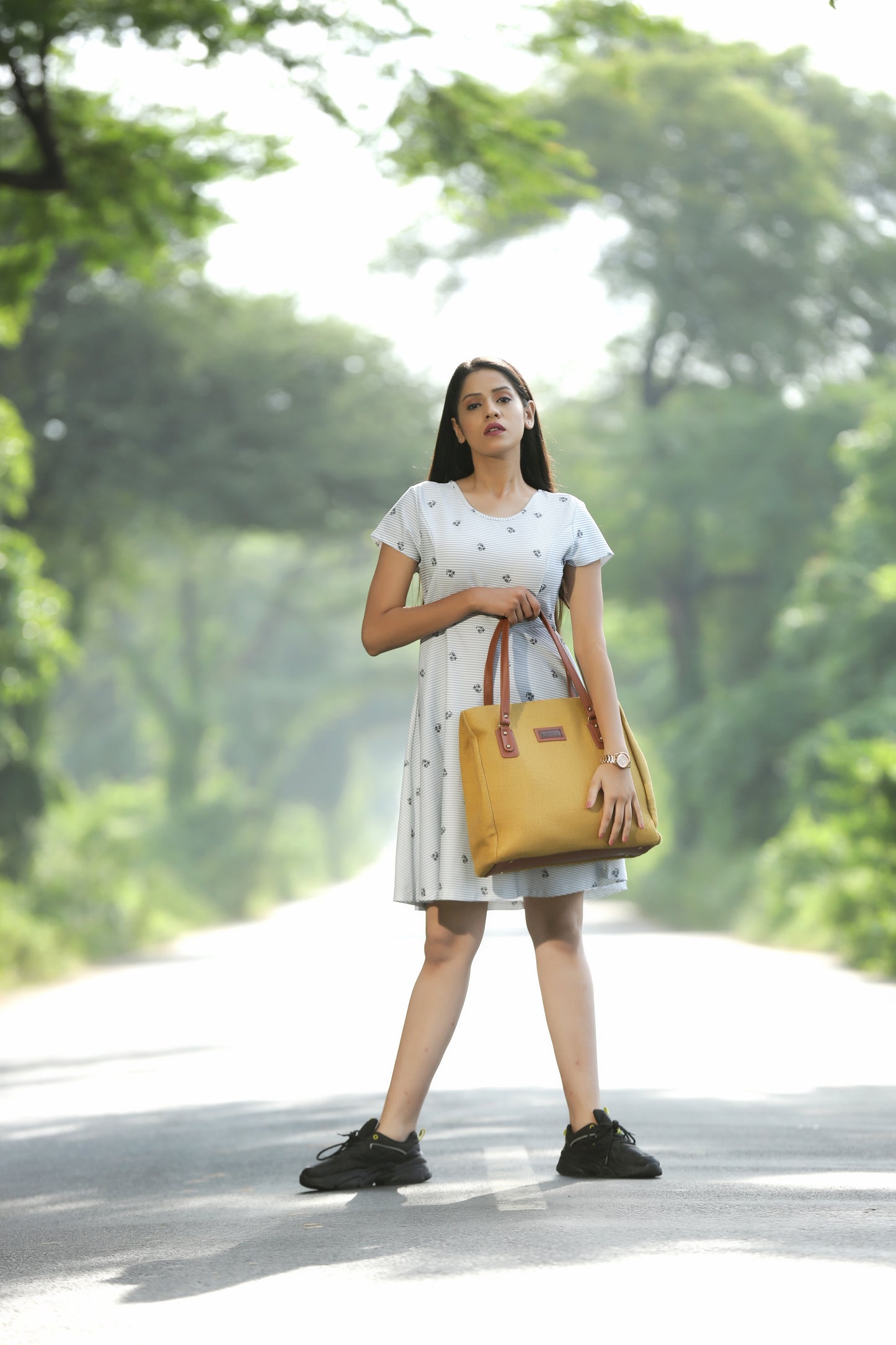 Mustard Three Pocket Tote Combo(Includes tote and Vanity Pouch) (Copy)