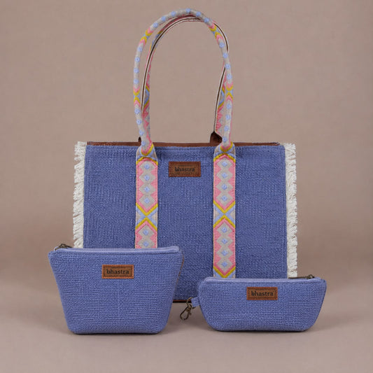 Lilac Lenora Tote Combo( Including Tote Bag,Vanity Pouch and glass case)