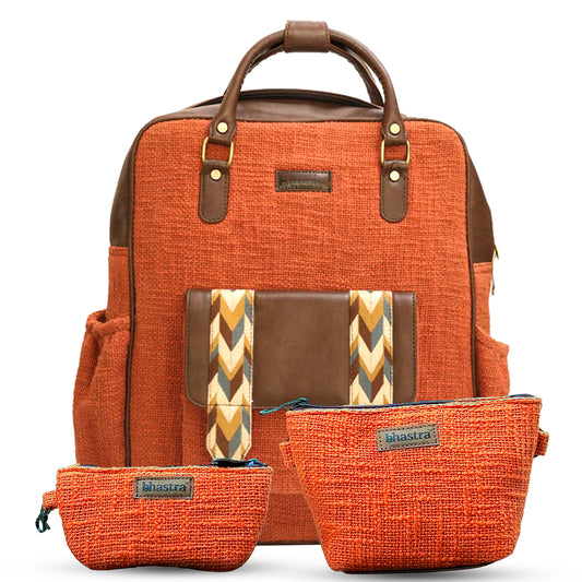 Rust Bapack combo(Includes Bagpack,Vanity Pouch and Glass case)