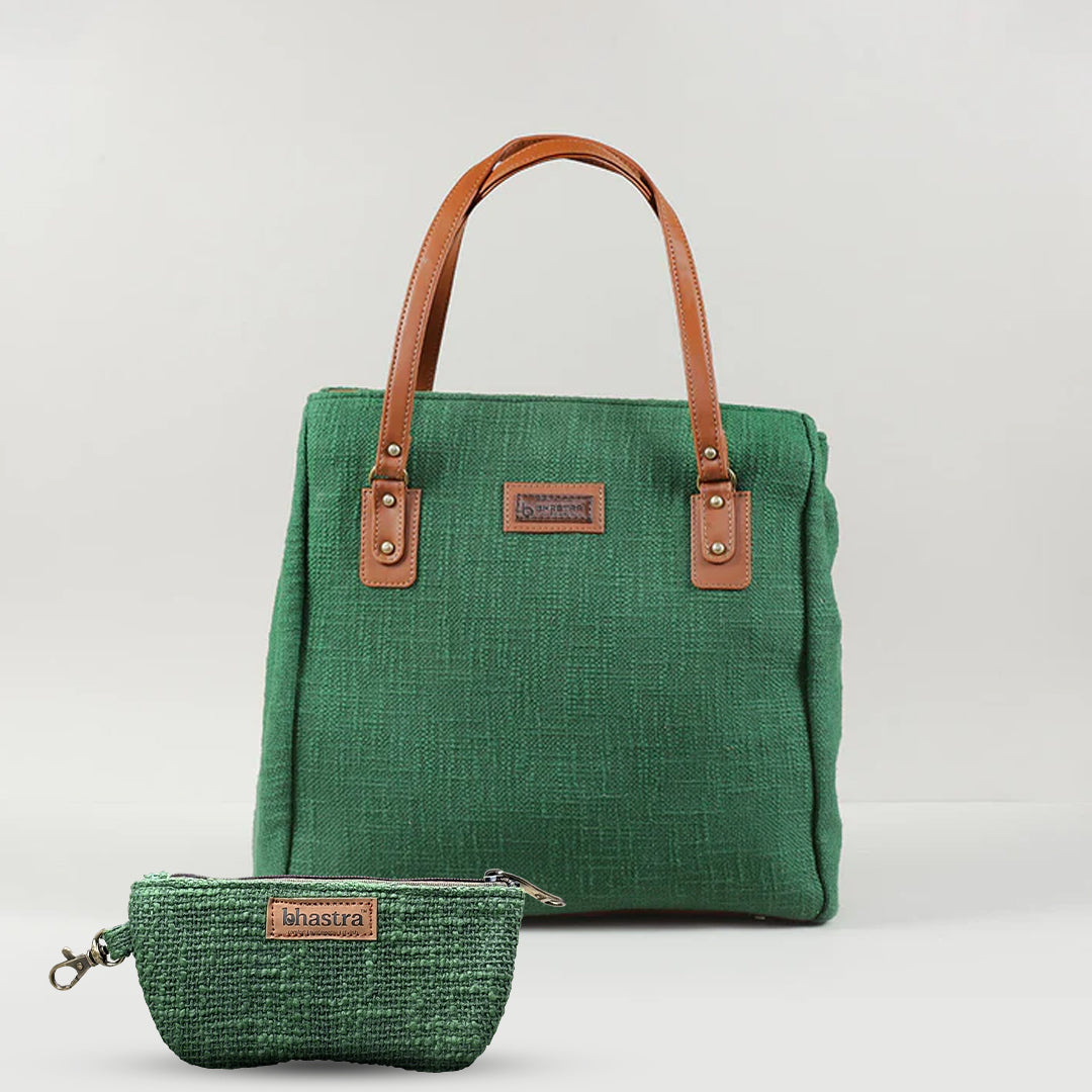 Forest Green Three Pocket Tote Combo(Includes tote and glass case)