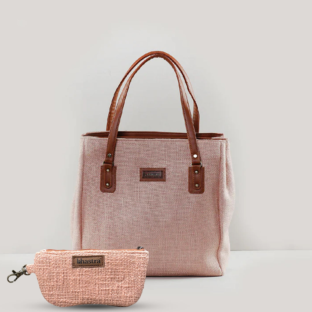 RoseGold Three Pocket Tote Combo(Includes tote and glass case)