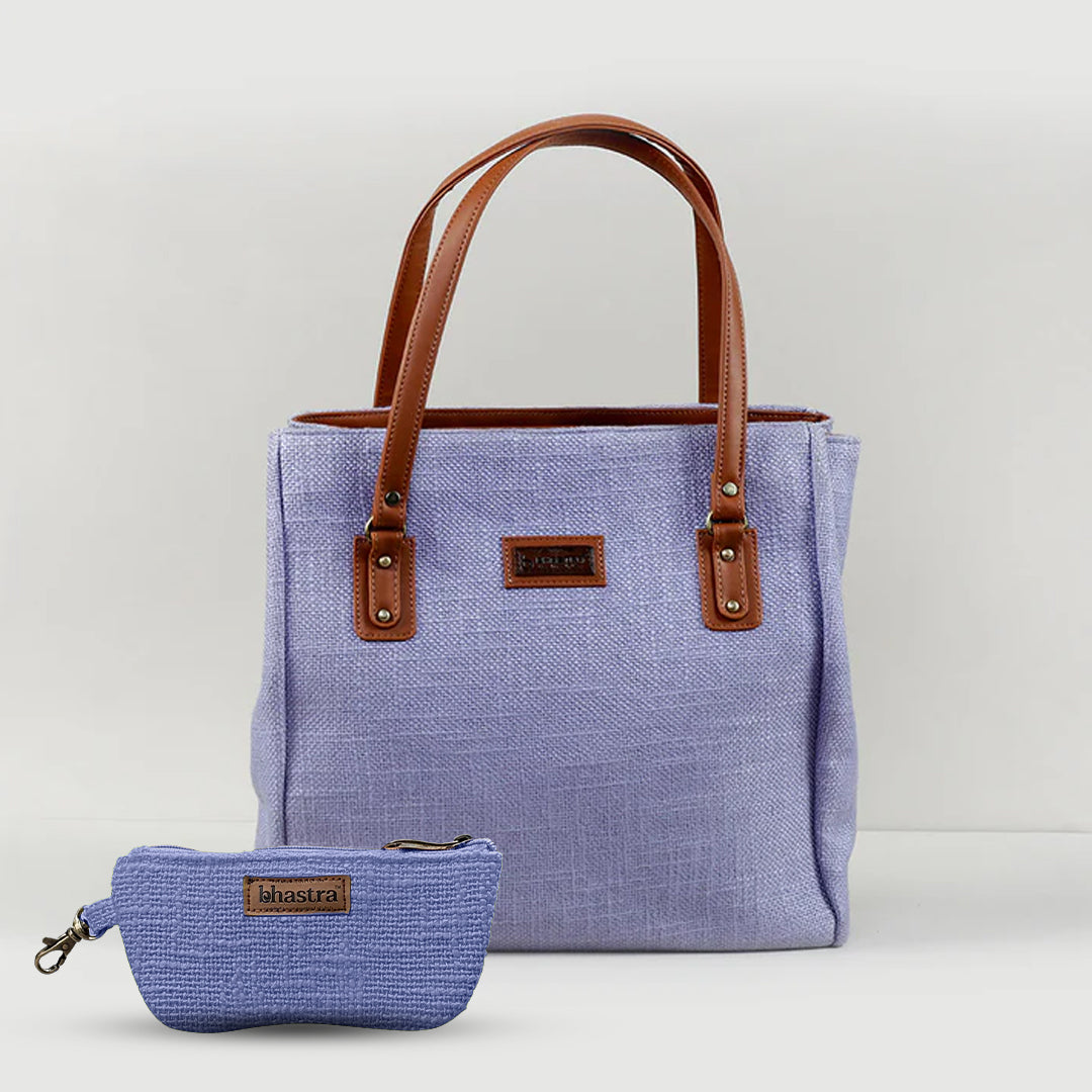 Lilac Three Pocket Tote Combo(Includes tote and glass case)