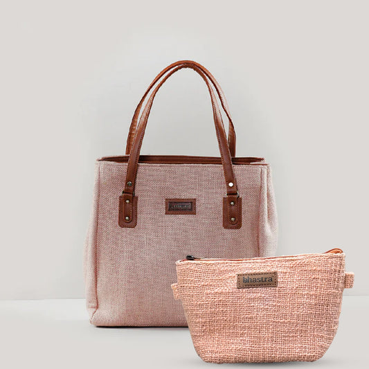 Rose Gold Three Pocket Tote Combo(Includes tote and glass case)