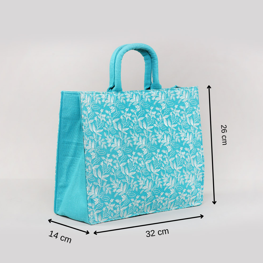Turquoise floral medium box bag