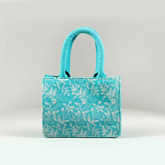 Turquoise floral small box bag