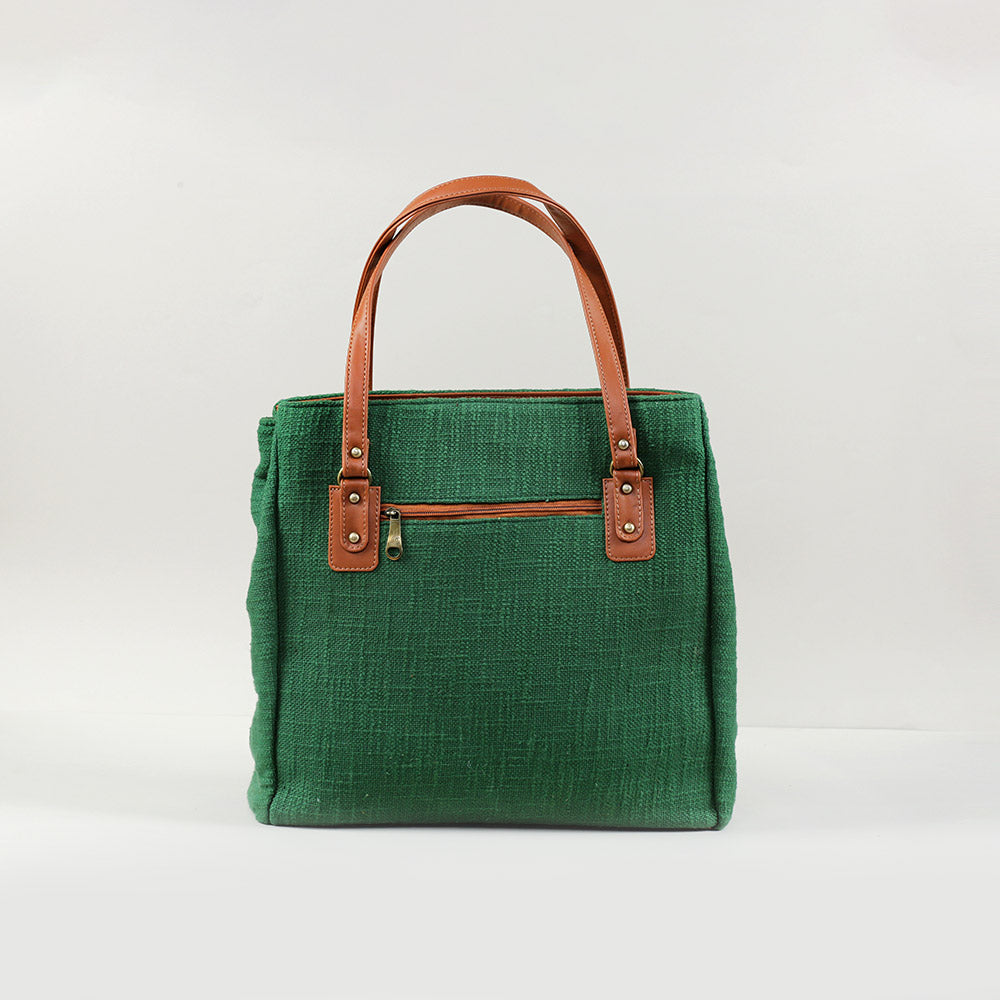 Forest Green three pocket tote bag