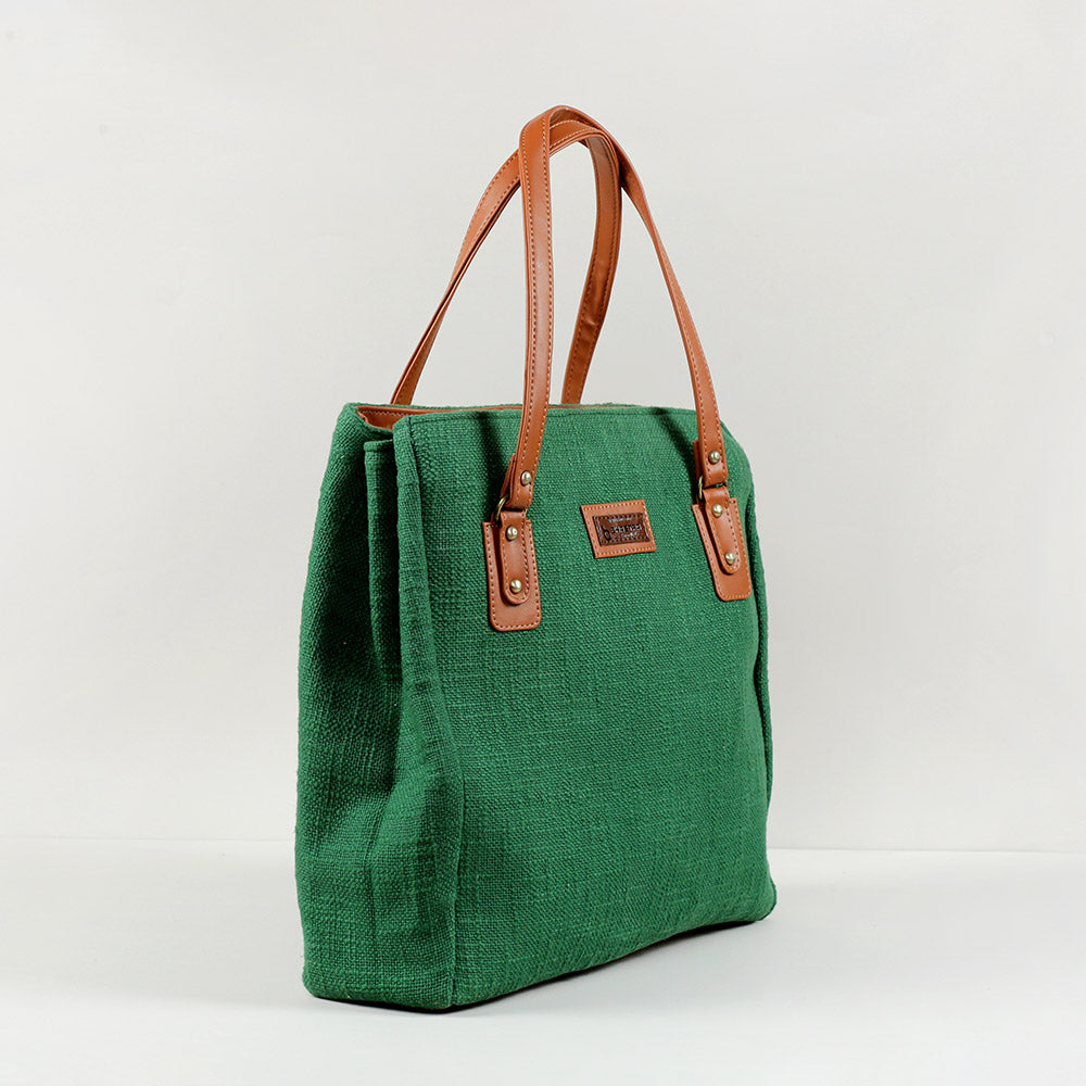 Forest Green three pocket tote bag