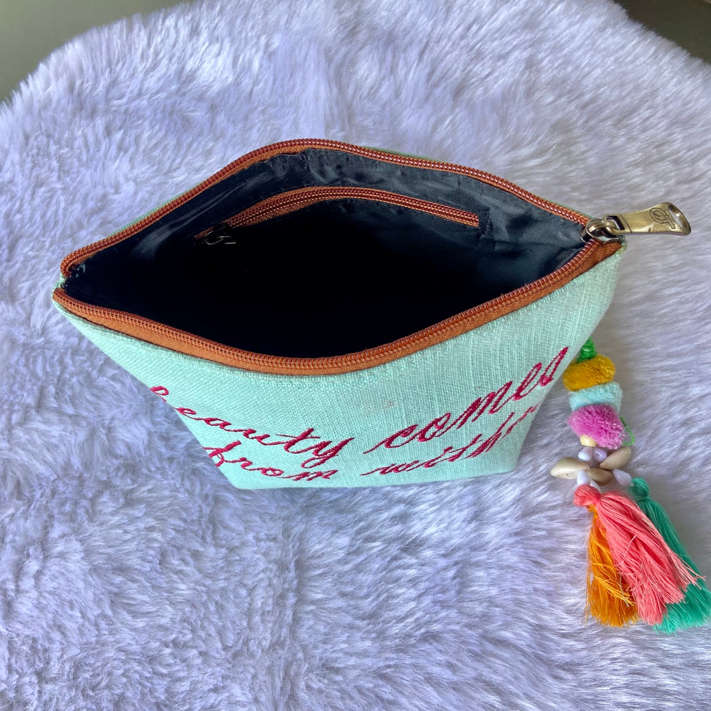 Beauty Comes from Within-Arctic Blue Vanity Pouch